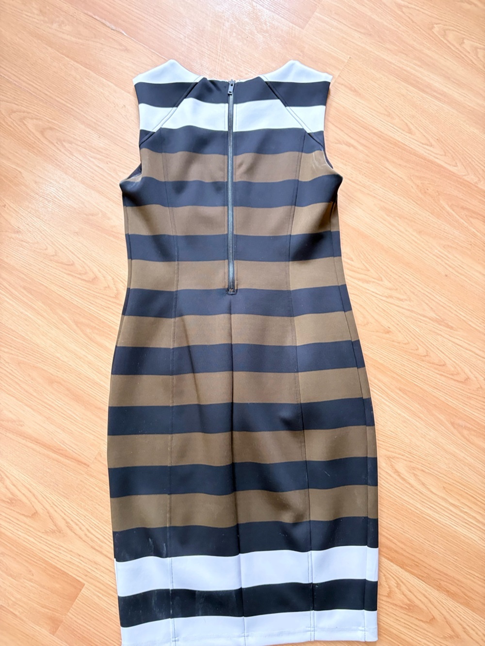 H&M brown , Black and White Striped Midi Sheath Dress L - Picture 6 of 9